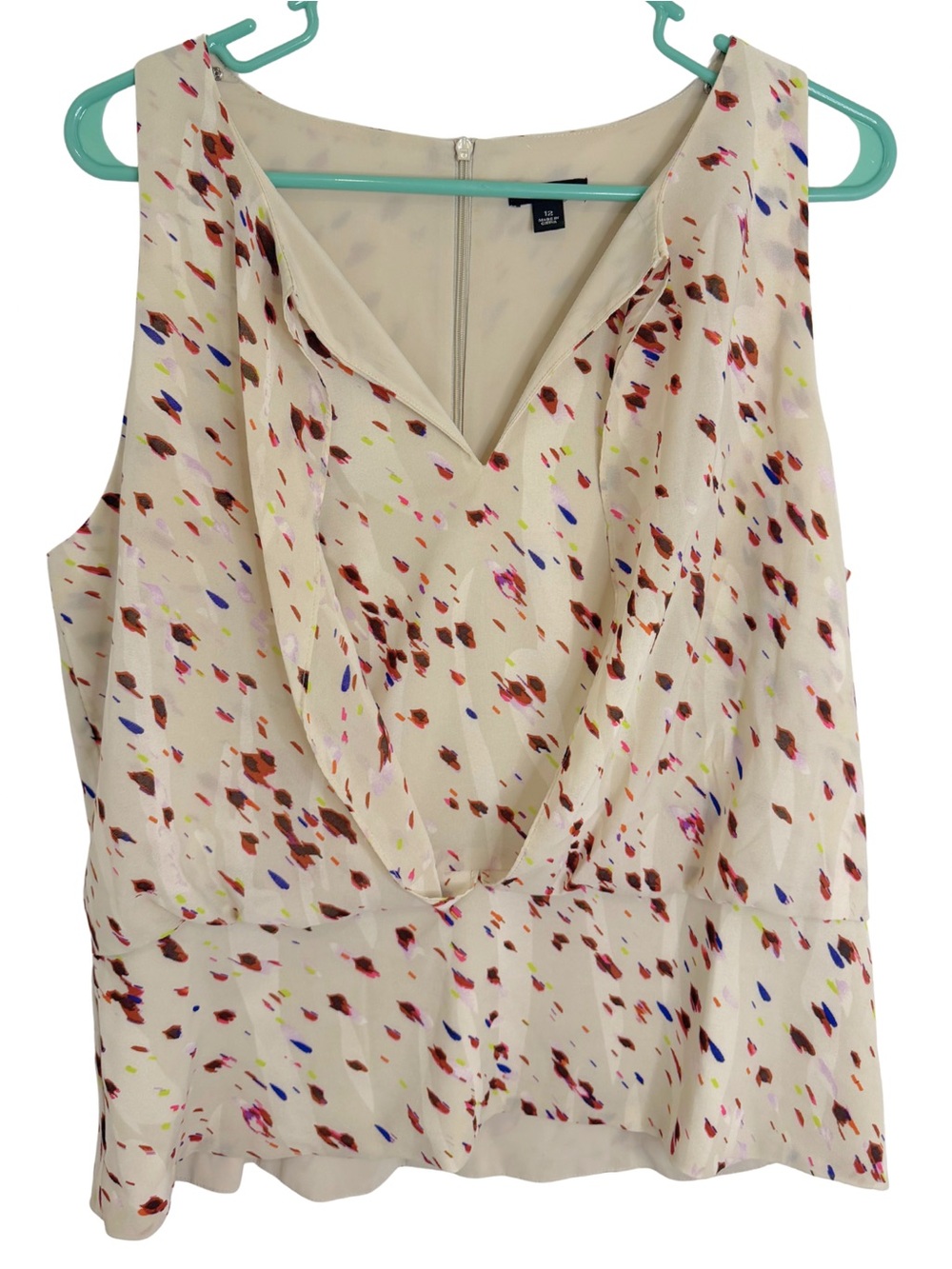 3/$20 Ann Taylor Sleeveless Draped V-Neck Blouse with Speckle Print Size 12